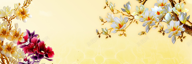 花开富贵背景psd设计背景_新图网 https://ixintu.com 唯美花朵背景 立体背景花朵 中国风背景 唯美背景 花开富贵 海报banner 浪漫 梦幻
