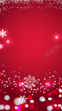 红色质感圣诞节雪花H5海报背景