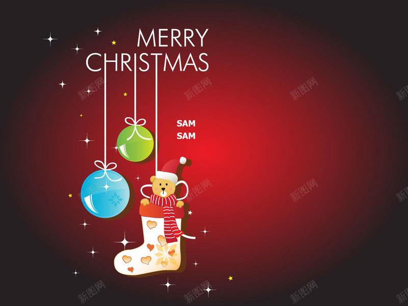 红色圣诞贺卡psd设计背景_新图网 https://ixintu.com 圣诞节 圣诞袜 开心 红色 贺卡 卡通 童趣 手绘