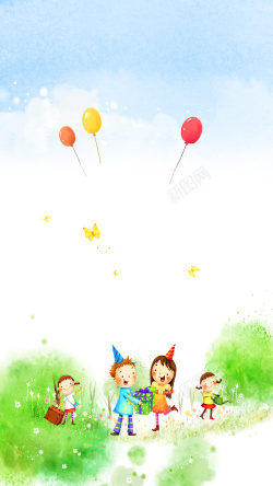 孩子们骑车游玩欢乐儿童节气球背景高清图片