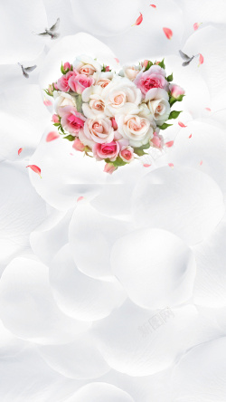 心型花朵设计桌面图标小清新婚礼爱情捧花H5背景高清图片