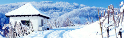 篱笆和风景结合下雪banner高清图片