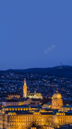 国外夜景国外古堡建筑夜景H5背景高清图片