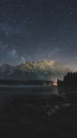 黑色星空夜景H5背景背景