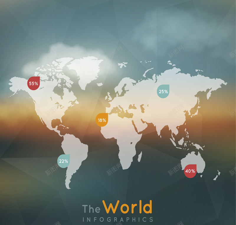 创意世界地图商务信息图矢量图psd设计背景_新图网 https://ixintu.com 百分比 世界地图 模糊 商务 信息图 矢量图 科技 科幻