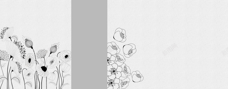 黑白灰简约花朵手绘背景背景