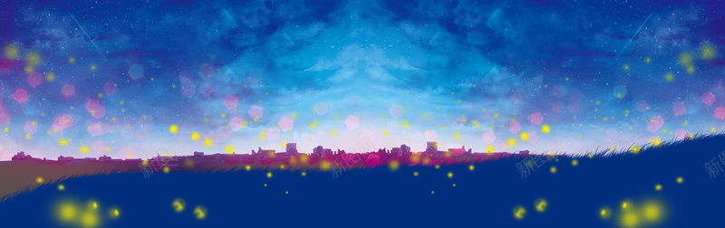 夜空萤火虫背景psd设计背景_新图网 https://ixintu.com 海报banner 萤火虫 夜空 梦幻 浪漫