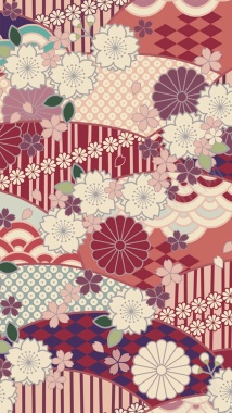 日式复古手绘花朵纹理H5背景背景