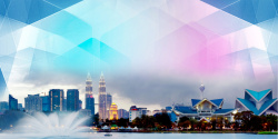 吉隆坡旅游渐变几何大气吉隆坡旅游海报背景素材高清图片
