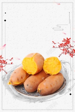 土地产简洁美味烤红薯番薯高清图片