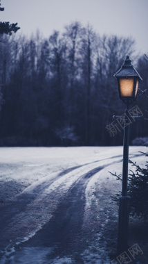 冬天雪景夜景H5背景背景