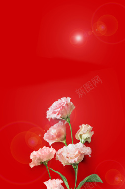 红色简约花朵母亲节海报背景