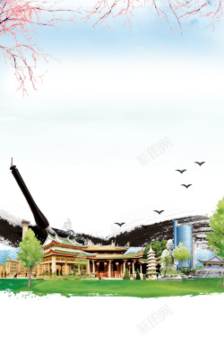 厦门建筑中国风简洁厦门旅游海报高清图片