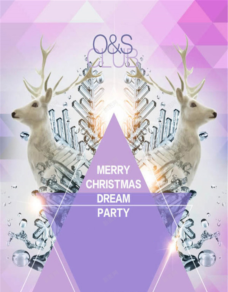 圣诞节H5海报素材jpg设计背景_新图网 https://ixintu.com 紫色 小鹿 圣诞节日 绿色 狂欢