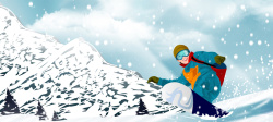 滑雪者滑雪者卡通雪花蓝色banner高清图片