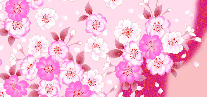 卡通日式樱花背景jpg设计背景_新图网 https://ixintu.com 卡通 图案 日式 樱花 花卉 海报banner 童趣 手绘