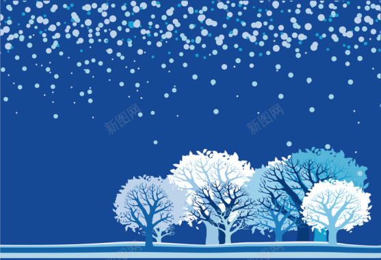 雪夜森林冬季海报背景素材背景