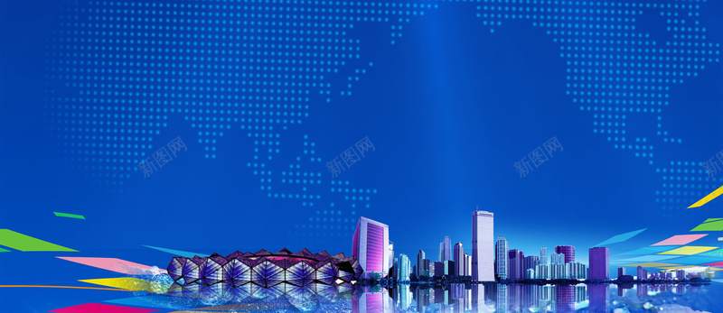 蓝色商业背景jpg设计背景_新图网 https://ixintu.com 城市背景 七彩光 商务 科幻 科技 地图形