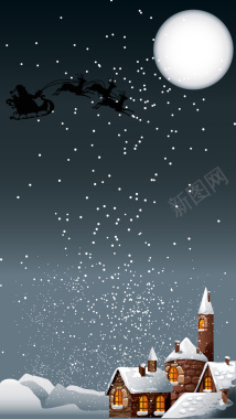 圣诞雪暗色卡通背景图背景
