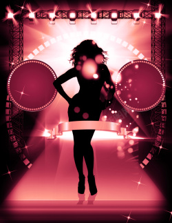 模特舞台背景大气性感女郎红色背景素材高清图片