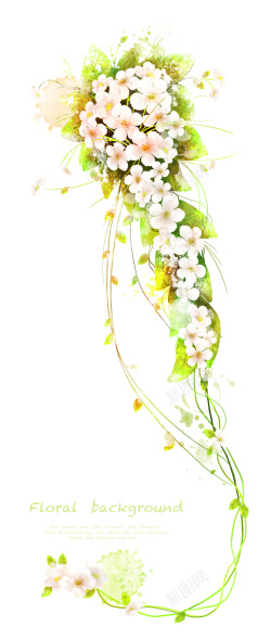 简约韩风唯美花朵插画海报背景素材高清图片
