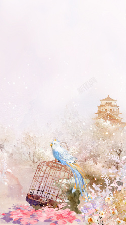 三生三世十里桃花海报三生三世十里桃花梦幻唯美背景素材高清图片
