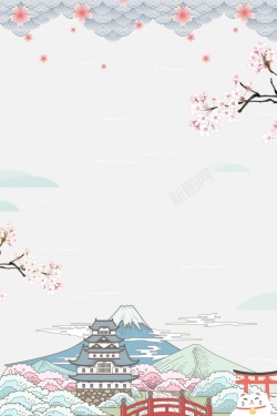 大坂烧日本旅游日本樱花背景素材高清图片