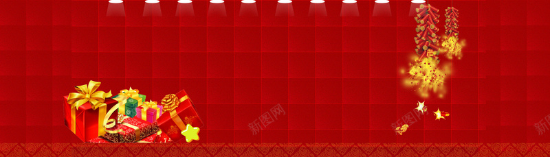 节日背景psd设计背景_新图网 https://ixintu.com 红色 灯光 爆竹 海报banner 中国风