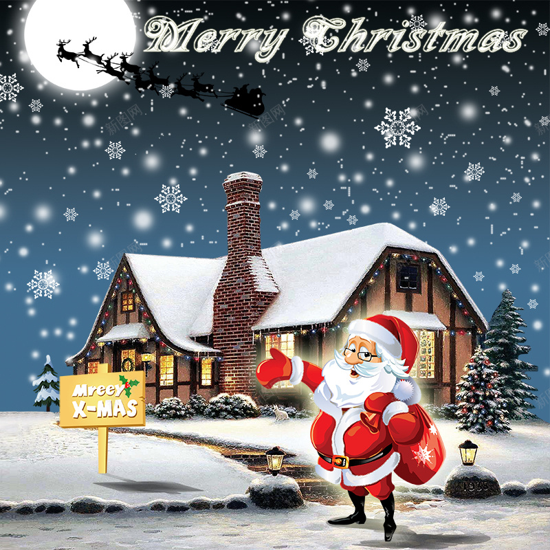 圣诞下雪主图jpg设计背景_新图网 https://ixintu.com 圣诞老人 主图 下雪 夜晚 圣诞节