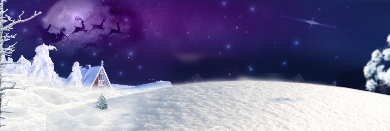 紫色雪地冬天圣诞banner背景