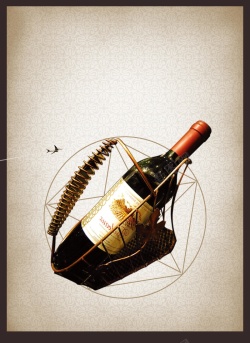 科幻红酒文化海报背景素材高清图片