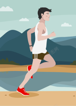 卡通手绘健身跑步减肥锻炼人物背景素材背景