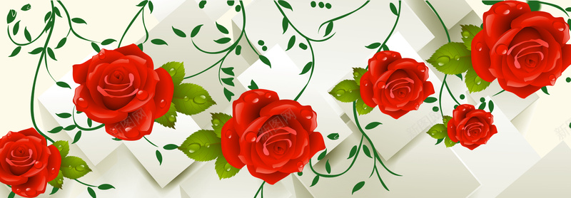 带水滴花朵背景图psd设计背景_新图网 https://ixintu.com 水滴 玫瑰 立体 红色 花朵 3D 方块 淘宝背景图 海报banner