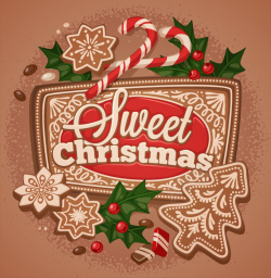 手绘复古拐棍糖童趣圣诞海报设计矢量素材高清图片