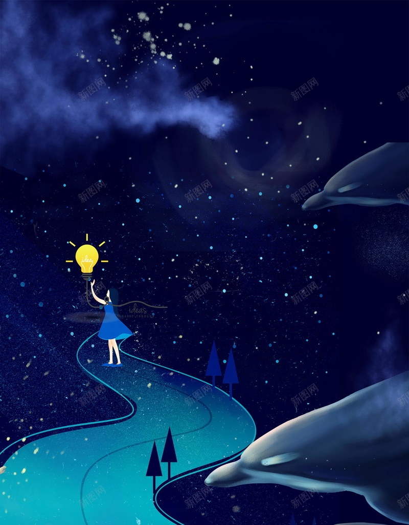 唯美蓝色夜晚星空背景素材背景图片免费下载 素材m Lfpvbvgpp 新图网