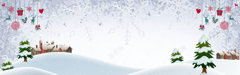 圣诞圣诞节白色文艺清新banner背景