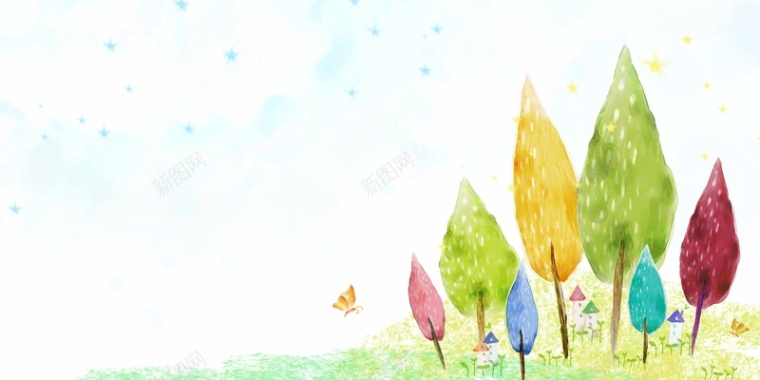 彩色树杆海报背景素材背景