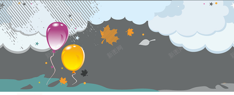 卡通手绘云层气球背景背景
