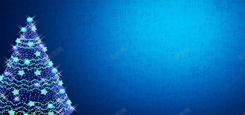 圣诞中国风蓝色海报banner背景