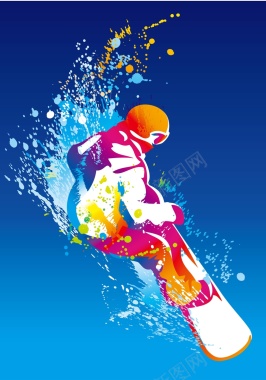 滑雪运动动感滑雪运动蓝色渐变背景背景
