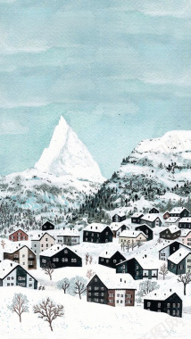 下雪天的村庄背景背景