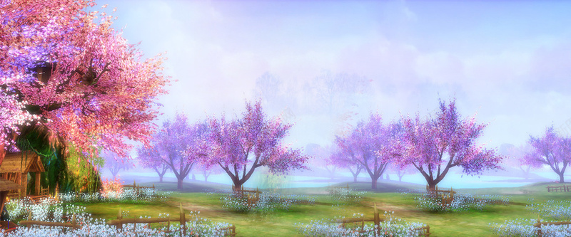 紫色梦幻樱花背景素材免费下载背景