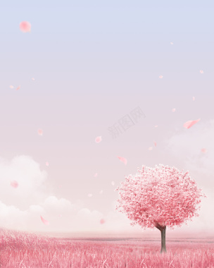 简约春季粉红海报背景图背景