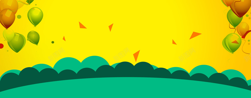 卡通儿童母婴风景黄色背景psd设计背景_新图网 https://ixintu.com 儿童 卡通 母婴 风景 黄色 背景 绿树 气球 海报banner 童趣 手绘