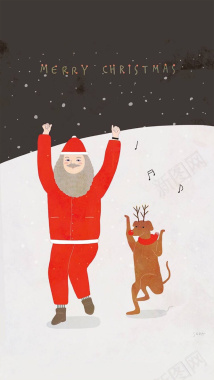 卡通雪地圣诞老人H5背景背景