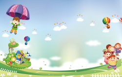 欢乐童年梦想飞扬卡通六一儿童节海报背景高清图片