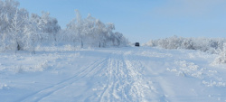 厚雪积雪车轮印背景高清图片