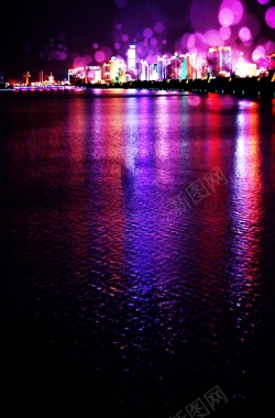 海滨城市夜景背景模板背景