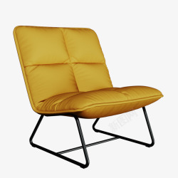 橙色单人柔软布艺沙发椅3D模型OBJFBXMAX 设计资源素材