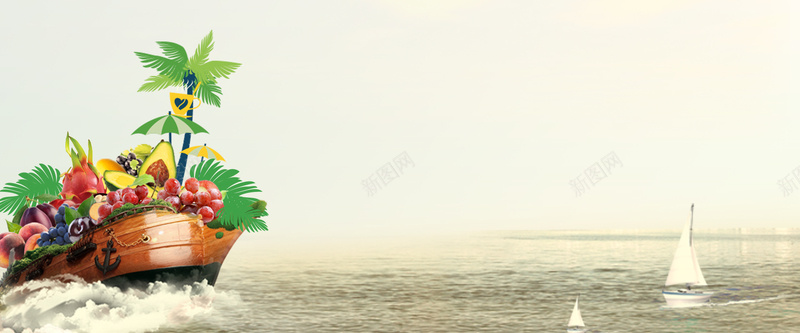 水果清新灰色bannerpsd设计背景_新图网 https://ixintu.com 促销 大海 帆船 折扣 水果 椰子树 生鲜 水果船 清新 灰色 banner